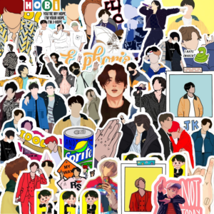 90sKids Pack of 70 BTS Stickers – Featuring Jungkook, V, Jimin, SUGA, RM, J-Hope & Jin! 💜✨