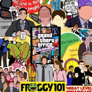 90’s Kids The Office Stickers Pack of 52 Stickers| Waterproof, Matte Finish, Laminated & Residue-Free | Self-Adhesive Decals for Laptop, Diary, Bike Helmet & More