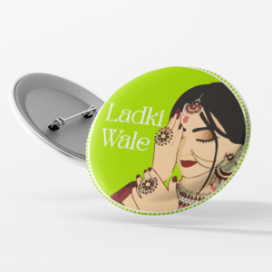 90's Kids Ladki Wale Wedding Party Pin Badge, Round Decorative Brooch, Indian Traditional Design (50, Green)