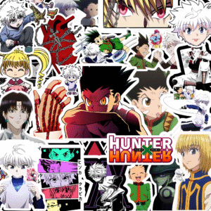 90's Kids Hunter x Anime Sticker Collection, Character Collage Design, Manga Fan Art Decals, Round Shape