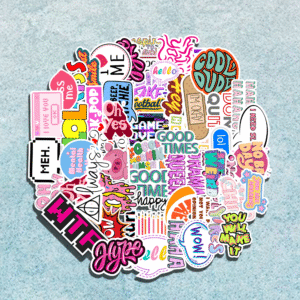 90's Kids Inscription Sticker Packof 45+, Positive Vibes Collection