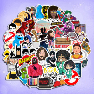 90's Kids Movies & Series Vinyl Stickers Pack, TV Shows and Movies Collection, 50 Pieces, Waterproof Decals