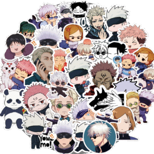 90's Kids Anime Character Sticker Pack of 45, Chibi Style Decorative Stickers, 3 Sheets