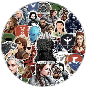 90's Kids Stickers Pack of 50+ – Waterproof Vinyl Decals for Laptops, Water Bottles, Notebooks, Phones & More – GOT House Sigils & Quotes for Fans