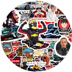 90’s Kids Formula 1 Sticker Pack of 45+ | Racing Legends, Iconic Moments & Memes | Waterproof Vinyl Stickers for Laptops, Bottles & F1 Fans