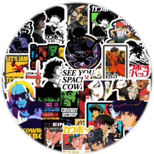 90's Kids Cowboy Bebop Sticker Pack of 35– Iconic Space Cowboy Vinyl Stickers – Waterproof, Durable & Stylish – Perfect for Laptops, Water Bottles, Skateboards & More