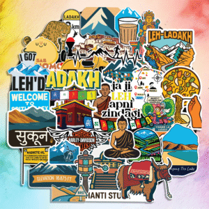 90's Kids Ladakh Travel Themed Sticker Pack of 42 Stickers for Phone Cases, Buddhist Monasteries and Mountain Design