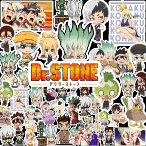 90's Kids Dr. Stone Anime Vinyl Stickers Pack, 50 Pieces, Decorative Character Decals