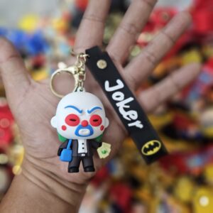 DC Joker Cartoon Rubber Keychain with Strap – Cute Villain Designer Keyring