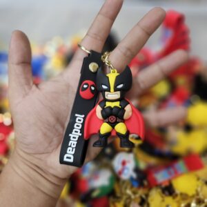 Deadpool Strap with Wolverine Keychain – Marvel Superhero Keyring