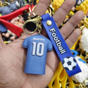 Football Jersey Rubber Keychain – Kylian Mbappé No.10 Designer Keyring with Strap