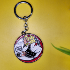 Anime Kyojuro Rengoku Metal Keychain – Flame Hashira Round Designer Keyring