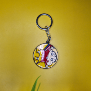 Shinchan Cartoon Rubber Keychain Round Design Cute Keyring for Keys Bags
