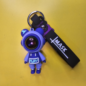 Cute Astronaut Rubber Keychain with Mask Strap Stylish Space Cartoon Keyring for Bags Keys.
