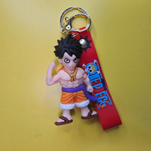 Anime Monkey D. Luffy Rubber Keychain with Strap – Action Pose Cartoon Keyring