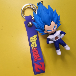 Anime Vegeta Rubber Keychain with Strap – Super Saiyan Blue Cartoon Keyring
