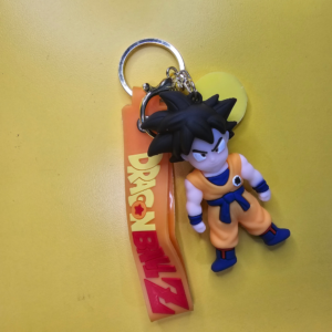 Anime Goku Rubber Keychain with Strap – Classic DBZ Cartoon Keyring