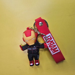 Marvel Iron Man Rubber Keychain with Strap – Stylish Superhero Designer Keyring