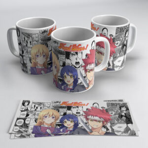 Food Wars Character Collage Mug – Soma, Erina & Megumi Anime Print