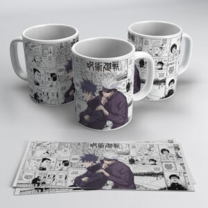 Jujutsu Duo Anime Mug – Gojo & Megumi Manga Wrap Design