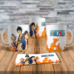 One Piece Luffy Ace Fire Anime Coffee Mug