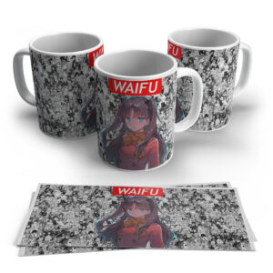 Waifu Anime Portrait Mug – Minimal Manga Background