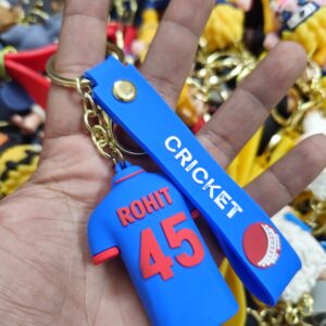 Cricket Jersey Rubber Keychain – Rohit 45 Style Designer Keyring with Strap