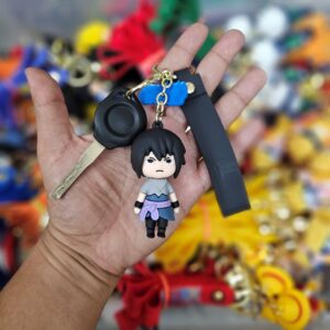 Anime Sasuke Uchiha Rubber Keychain with Premium Strap – Naruto Cartoon Keyring