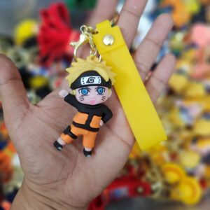 Anime Sasuke Uchiha Rubber Keychain with Premium Strap – Naruto Cartoon Keyring