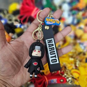 Anime Itachi Uchiha Rubber Keychain with Naruto Strap – Akatsuki Cartoon Keyring