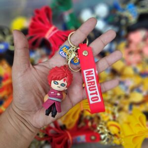 Anime Gaara Rubber Keychain with Naruto Strap – Cute Cartoon Character Keyring