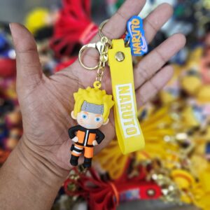 Anime Ninja Boy Rubber Keychain with Strap – Cartoon Hero Keyring