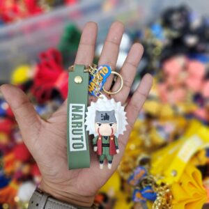 Anime Ninja Master Rubber Keychain with Strap – Cartoon Warrior Keyring