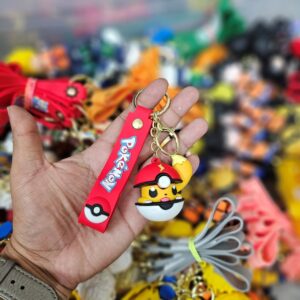 Cute Electric Mouse Rubber Keychain with Strap – Cartoon Ball Keyring