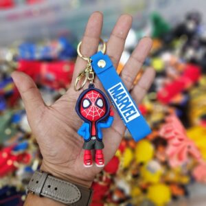 Cute Spider Hero Rubber Keychain with Strap – Superhero Cartoon Keyring