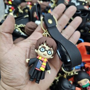 Wizard Boy Magic Wand Rubber Keychain with Strap – Fantasy Character Keyring