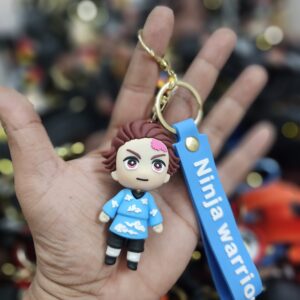 Anime Ninja Warrior Rubber Keychain with Strap – Cartoon Character Keyring